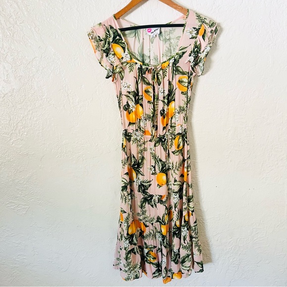 Luv Betsey by Betsey Johnson Orange Print Midi Dress - Picture 1 of 8